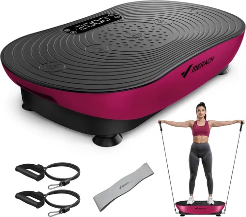 Vista 8 de Merach V33 Pro Vibration Plate Exercise Machine with Touchscreen, 99 Speeds Resistance Bands, Bluetooth, 350lbs Capacity, Vibration Platform for