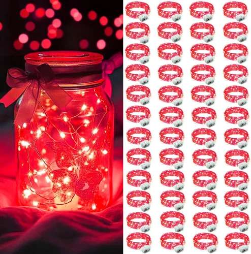 Vista 12 de AIKEI Paquete de 12 luces LED de hadas que funcionan con pilas, guirnaldas de luces impermeables de 7 pies, 20 luces LED de luciérnagas estrelladas