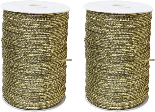 Vista 8 de ECYC 2 cintas metálicas con purpurina de 20 yardas de 1/8 pulgadas (0.118 in), cinta decorativa para envolver regalos para manualidades, boda, Azul
