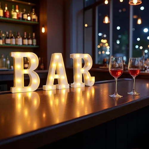 Vista 7 de Letrero de BAR, luces de letras de marquesina iluminadas colgables, luces LED de letras alimentadas por batería para pub丨bar casero丨cafeterías