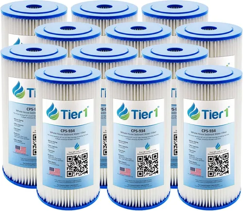 Vista 14 de Tier1 Filtro de agua de 30 micras de 10 x 4.5 pulgadas Cartucho de sedimento plisado de poliéster para toda la casa Reemplazo para filtro