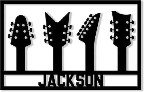 Vista 8 de Letrero de metal personalizado para guitarra, decoración de pared con nombre personalizado para porche, patio, valla, estudio o dormitorio, regalo