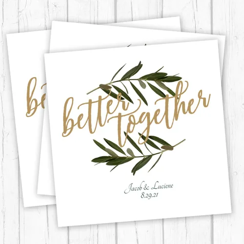 Vista 4 de Better Together - Servilletas de bebidas personalizadas, 100 servilletas blancas sin acuñar impresas personalizadas, 4 3/4 x 4 3/4 pulgadas