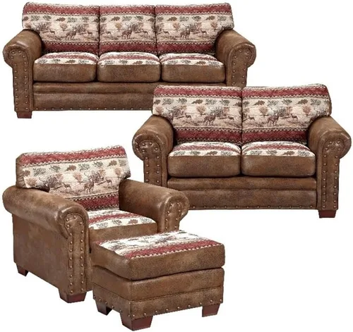 Vista 16 de American Furniture Classics Sierra Lodge - Juego de sofá cama de 4 piezas, color marrón Tapiz Sierra Lodge