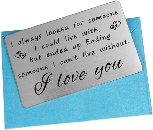 Vista 5 de Tarjeta metálica grabada para carteras, regalo de aniversario para hombres, novio, esposo, día de San Valentín, Plateado-005), Card8005