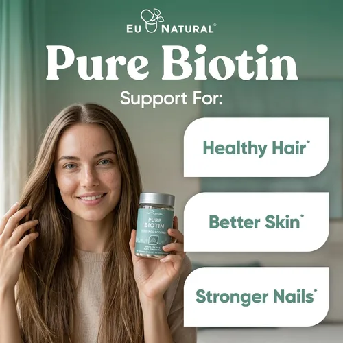 Vista 3 de Suplemento Biotin 0.00017 oz, 120 cápsulas vegetarianas (para el crecimiento del cabello, piel y uñas)