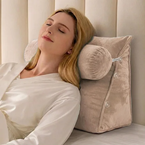 Vista 8 de Cheer Collection Almohada de cuña de lectura, almohada de lectura de cuña ajustable con soporte para el cuello, almohada de respaldo rellena