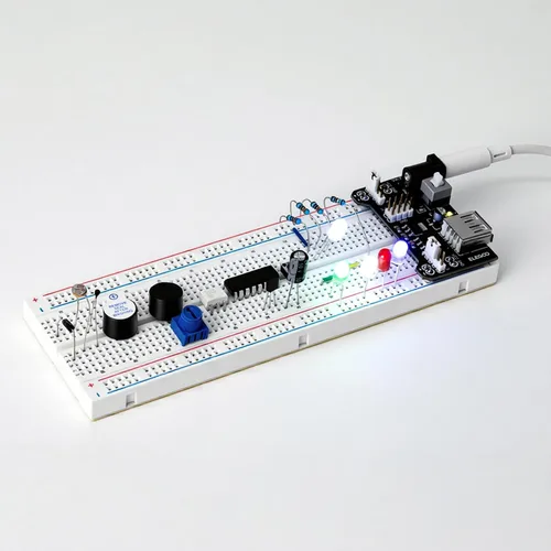 Vista 4 de ELEGOO Kit de diversión electrónica mejorada con módulo de fuente de alimentación, cable de puente, potenciómetro de precisión, placa de prueba