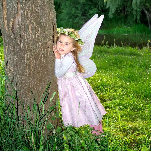 Vista 6 de Diadema floral con alas de hada y estrella para niñas y mujeres disfraz de Halloween alas de ángel para vestir a fiestas