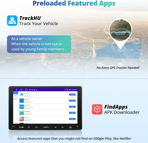 Vista 3 de Radio de coche Android de 9 pulgadas, doble DIN, inalámbrico CarPlay y Android Auto, estéreo de coche AI con Wi-Fi/Bluetooth/USB, seguimiento