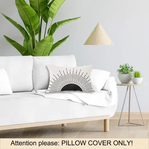 Vista 2 de OGILRE Funda de Almohada Suave Bohemia Negra con Rayos de Sol Amanecer Sunshine Atardecer Abstracto Moderno Decoraciones para Hogar Dormitorio