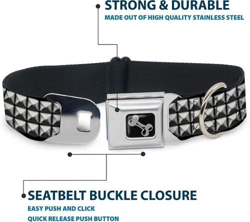 Vista 4 de Perro Collar Cinturón De Seguridad Hebilla Pernos 11 A 17 Pulgadas 1.0 Pulgadas De Ancho, DC-W31911-M Printed Studs Durable Metal Adjustable ID