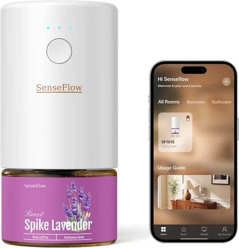 Vista 18 de Difusor de aceite esencial para el hogar, difusor inteligente de aromaterapia sin agua SF101S Pro, aroma de habitación con temporizador y aroma
