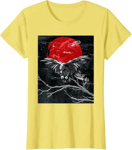 Vista 70 de Red Moon Raven - Camiseta japonesa de cuervo negro, Negro, S