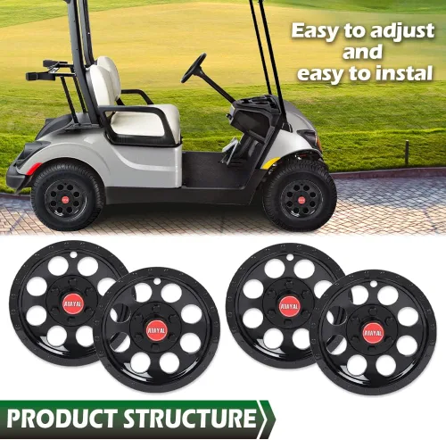 Vista 9 de GRAND ORANGE Juego de 4 tapacubos de 10 pulgadas, color negro, compatibles con EZGO Club Car y Yamaha Golf Cart