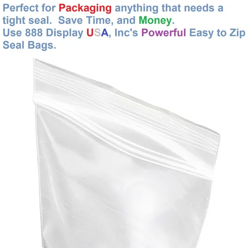 Vista 3 de 200 bolsas de 5 x 5 pulgadas, color blanco, centro de escritura de 2 mil, de plástico transparente con cierre y cierre resellable, con cierre