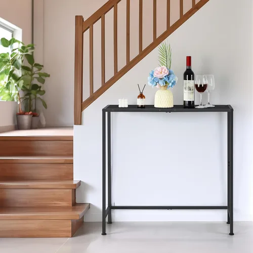 Vista 2 de Mesa consola estrecha, mesa de entrada negra para espacios pequeños 31.5" Small Side Table, Thin Hallway Table, Slim Sofa Side Table, For Living