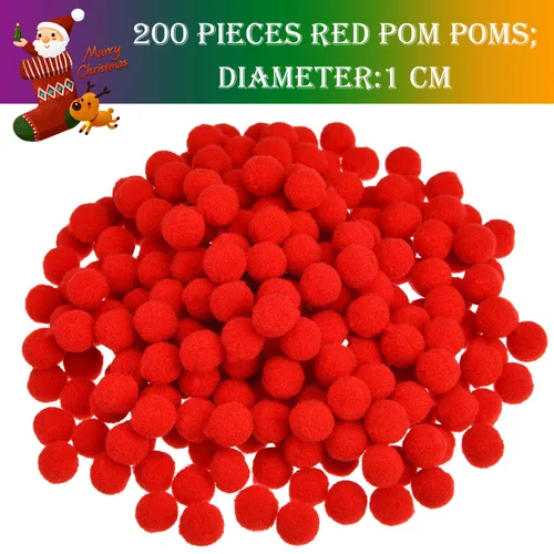 Vista 3 de Juego de 750 piezas de limpiapipas navideños, incluye 150 piezas de limpiapipas marrones de chenilla, 200 piezas de pompones rojos y 400 piezas