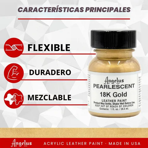 Vista 2 de Pintura perlada para cuero Angelus, 18K oro Oro de 18 quilates