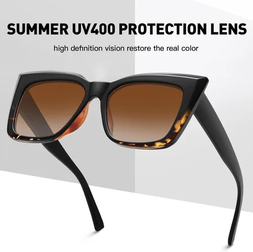 Vista 4 de Gafas de sol de moda ojo de gato para mujer, diseño cuadrado grande retro