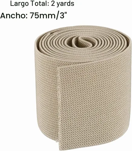 Vista 2 de MECCANIXITY Banda elástica ancha de sarga de doble cara de 3 pulgadas, plana de 2 yardas, banda elástica tejida de punto, correa elástica pesada
