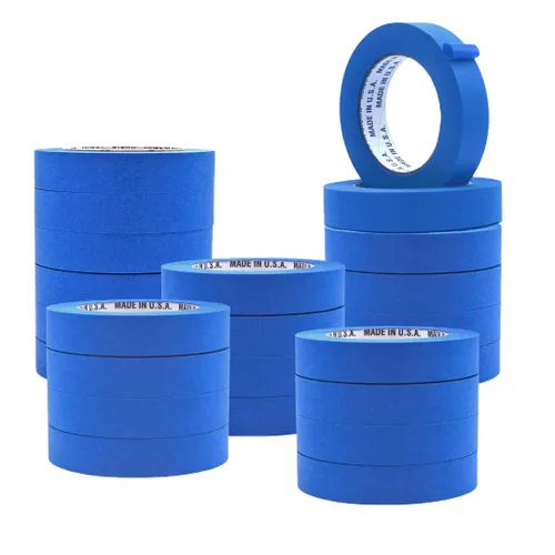 Vista 13 de Cinta adhesiva de pintor azul fabricada en Estados Unidos, 1 pulgada x 60 yardas, cinta adhesiva gruesa y ancha para pintura segura de paredes
