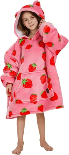 Vista 13 de THREE POODLE - Manta con capucha portátil para mujeres, sudadera con capucha de sherpa de gran tamaño para adultos hombres, mantas con capucha