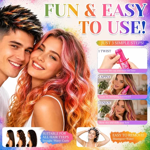 Vista 5 de Peine de color rojo temporal para el cabello, tiza lavable para niños