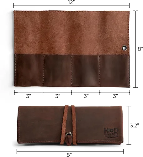 Vista 14 de Hide & Drink, Organizador de rollos de reloj de cuero hecho a mano de cuero de grano completo, con capacidad para hasta 4 relojes, fácil de llevar