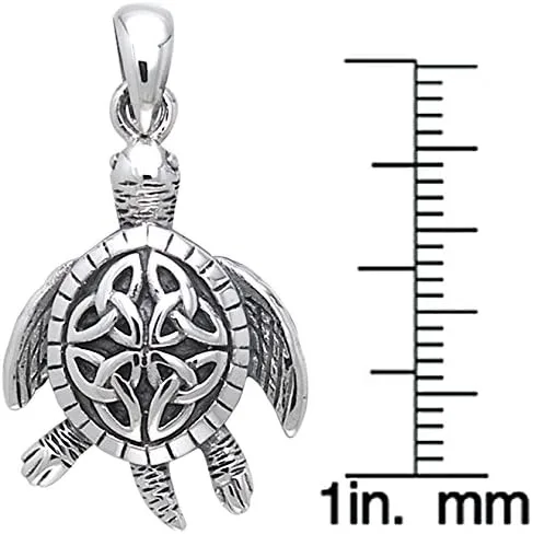 Vista 2 de Jewelry Trends - Colgante de plata de ley, diseño de tortuga celta