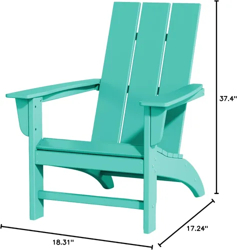 Vista 2 de Silla Adirondack de Madera Sintética Adiromoti, Sillas de Patio Resistente a Todo Clima, Aspecto de Madera, Silla Pre-Ensamblada para Fuego al Aire