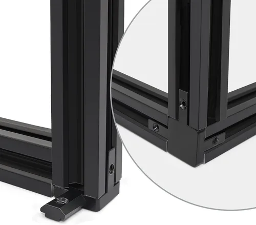 Vista 5 de 12 conectores de soporte de esquina de extremo de 3 vías negro serie 2020 con tornillos + 1 llave para ranura de 0.236 in, accesorios de riel