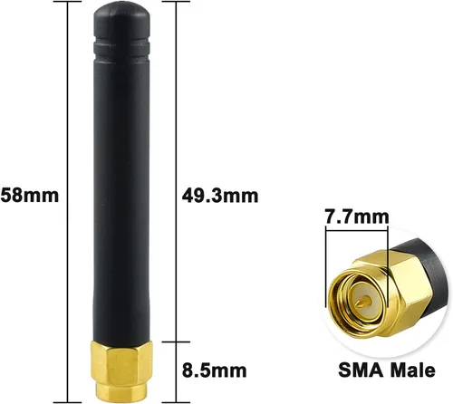 Vista 4 de Antena de 433 MHz SMA macho de goma de pato, paquete de 3, antena de pulgar direccional GSM Omni para módems de radio aficionados, puntos de acceso