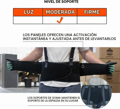 Vista 3 de Ergodyne ProFlex 1400UN Cinturón de soporte de espalda, 8.75 pulgadas de elastano, tamaño universal, se adapta a cintura de 28 a 46 pulgadas