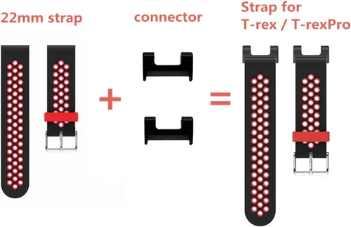 Vista 4 de Bangyee Ajuste para orejetas/conectores/cierres Amazfit T-Rex Pro, 2 adaptadores de conexión de acero inoxidable Connect T-Rex Pro Watch Band Negro