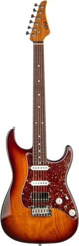 Vista 9 de EART Guitarras eléctricas de 6 cuerdas DMX-9TC Golpeador de tortuga roja Cuerpo sólido de caoba tostado y pastillas Alnico v Tonos versátiles