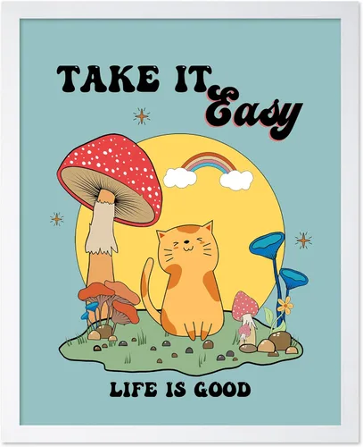 Vista 61 de Poster Master All That Is Meant To Be Poster - Retro Frog on Mushroom Print - Meditation Art - Motivational Design - Preppy Print - Trendy Decor