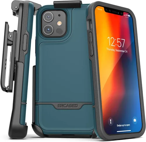 Vista 19 de ENCASED Funda para cinturón con clip para iPhone 11 (2019 Rebel Armor) Funda protectora resistente de cuerpo completo con soporte (Negro)