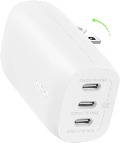 Vista 10 de Belkin Bloque de cargador USB C de 3 puertos de 67 W - PPS USB-C PD3.1 PPS carga súper rápida - Samsung Galaxy S26, Apple iPhone 17, Air, Pro
