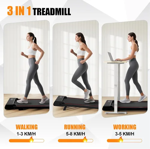 Vista 4 de Incline Walking Pad, 3.5HP Foldable Portable Treadmill with Handle Bars, Ultra Quiet ≤40dB Under Desk Treadmills for Home Office, 330LB Capacity