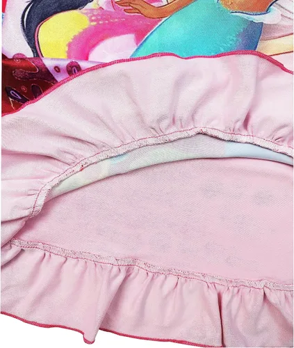 Vista 6 de PUNICS Vestido de sirena para niñas pequeñas, disfraz de película de dibujos animados 2023, manga con volantes, traje de verano, regalo