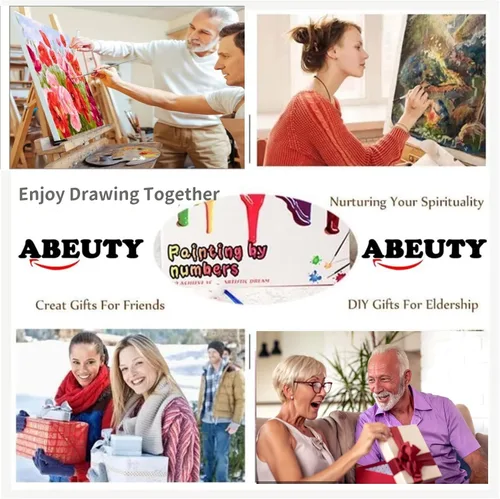 Vista 4 de ABEUTY Pintura por números para adultos principiantes – Planta de flores rosas y blancas de 16 x 20 pulgadas, pintura de números antiestrés