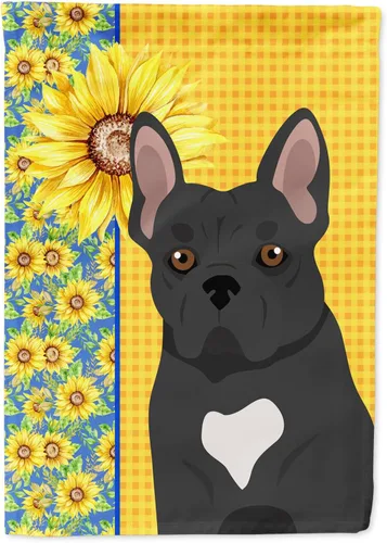 Vista 222 de Caroline's Treasures WDK5313GF Bandera de jardín con diseño de girasoles de verano, color negro y tostado, Airedale Terrier para buzón, bandera