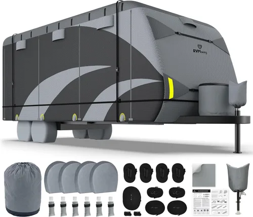 Vista 10 de RVMasking - Funda para remolque de RV de 18 a 20 pies, funda de 7 capas extra gruesa para cámper impermeable y resistente al viento