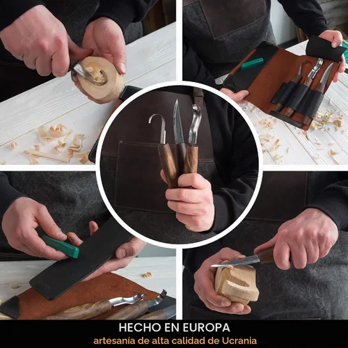 Vista 2 de BeaverCraft Kit de Herramientas para Tallar Cucharas de Madera S14x Deluxe - Juego de Herramientas de Tallado incluye Cuchillo de Tallado de Madera