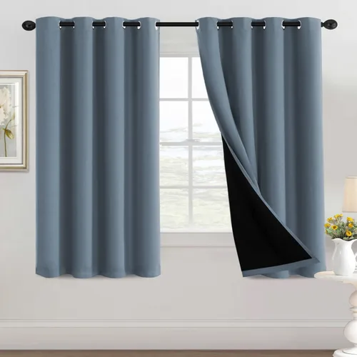 Vista 30 de H.VERSAILTEX Cortinas 100% de opacidad con aislamiento térmico, cortinas opacas completas para sala de estar, cortinas de ventana de eficiencia
