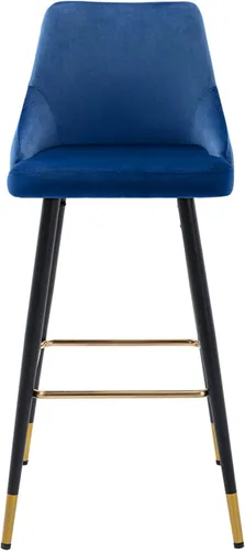 Vista 6 de DUHOME Juego de 2 taburetes de bar con botones de terciopelo, modernos taburetes de bar de 30 pulgadas con respaldo y base dorada para cocina, Azul