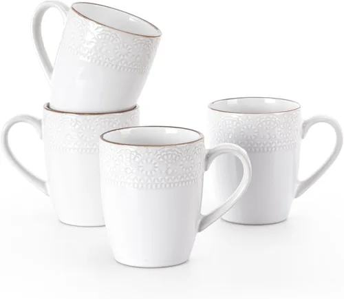 Vista 15 de famiware Venus - Tazas de café para 4, juego de tazas de 12 onzas, taza para beber con asa para café, té, cacao, leche, carbón