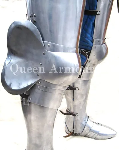 Vista 3 de Medieval Conjunto completo de piernas estilo Milán Pierna alemán gótico placa piernas alemán gladiador burgonet casco europeo Hervidor odio vikingo
