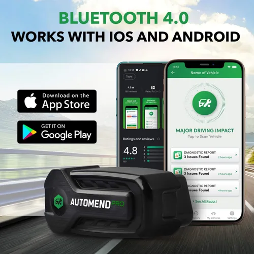 Vista 7 de AUTOMEND PRO OBD2 Escáner Bluetooth – Lector de código herramienta de diagnóstico de coche, compatible con iOS, Android Escáner OBD2 universal
